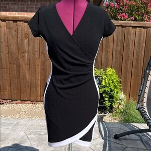 Almost Famous Elegant Black and White Wrap Dress